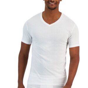 Alfani Men 4-Pk. Regular-Fit Solid V-Neck Cotton Undershirts White Size L  10181